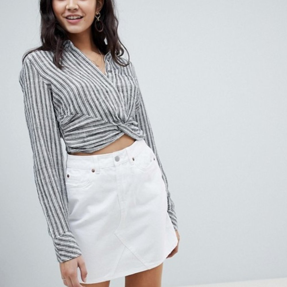 Free People Cropped Twist Button Down Shirt - Picture 2 of 9